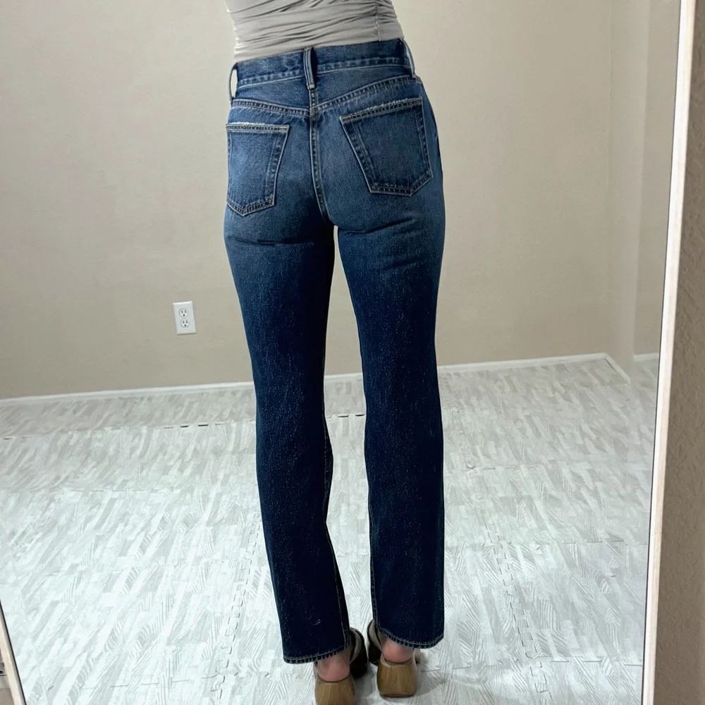 GRLFRND Straight Leg Jeans in Dark Blue Denim - Picture 4 of 13